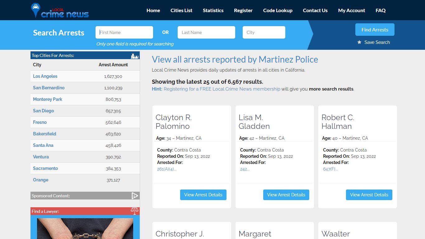 Arrests reported by Martinez Police | Local Crime News